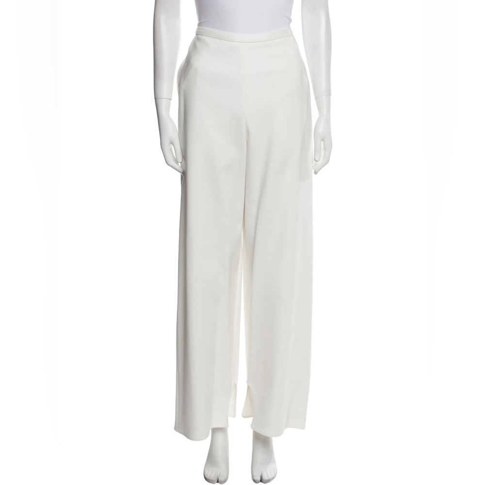 FFORME Wide Leg White Curved Hem Trousers